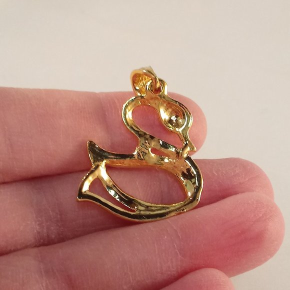 18K Yellow Gold Filled Swan Diamond Zircon Necklace Pendant Party Gift - Picture 4 of 7